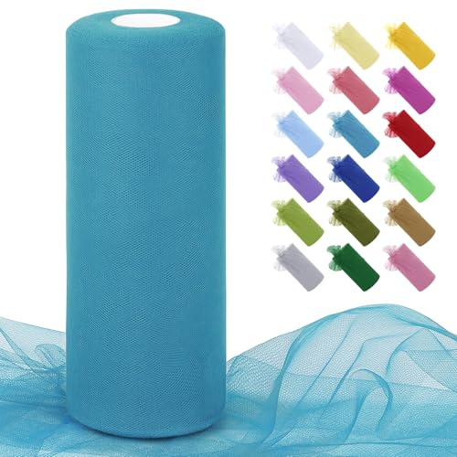 Uiopa Tüll Dunkelseeblau 30cm x 91m Tüllstoff Polyester Netzstoff Tüllband Tüll Stoff Rolle für Tutu Röcke, Geschenkverpackung, Geburtstag/Party/Hochzeitsdekoration, DIY-Projekte
