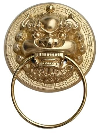 Batacchio Portone 1 Pz 300 MILLIMETRI Vintage In Ottone Pressofusione Testa di Leone Battente Maniglia Della Porta In Legno Massello di Vetro Villa Cortile Cancello Anello maniglia della porta Per Por