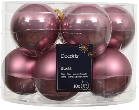 Kaemingk Weihnachtskugeln Glas 6cm x 10 Stück - matt & glänzend - Christbaumkugeln Weihnachtsbaumkugeln für Weihnachten - Christbaumschmuck & Weihnachtsbaumschmuck - Vintagerosa