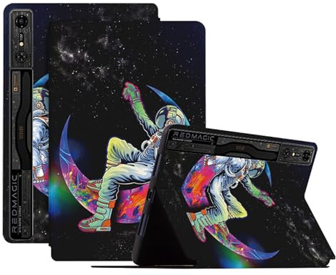 DayQiQiPu Hülle für ZTE Nubia RedMagic Gaming Pad Pro (10,9 Zoll) PU-Leder Aastronaut Muster Serie Schutzcover Ultra-Dünne Schutzhülle Flip Stand Gerätegehäuse mit Auto Wake/Sleep,02