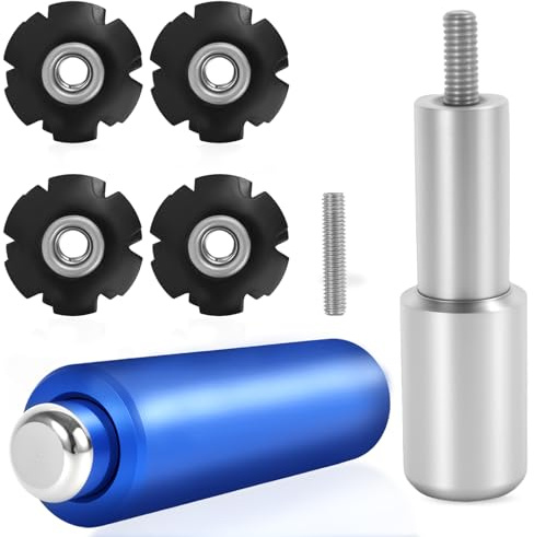 4 Pcs Bicycle Star Nut Set with Screws Aluminium Alloy Bike Star Nut Tool Bike Fork Installer for Mountain Road Hybrid-Blue