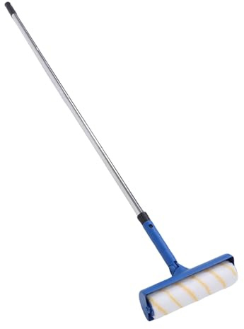 Focket 10 -Zoll -Farbwalzenkit, ohne Spritzer ohne Tropfen Deckenlackwalze mit Edelstahlverlängerungsstange, Schild und Schaber, Pinsel für Malwände und Decken (BLUE)