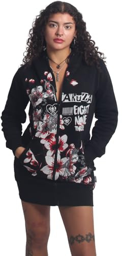 Yakuza Damen Hanami Long Kapuzenjacke Long Zip Hoodie