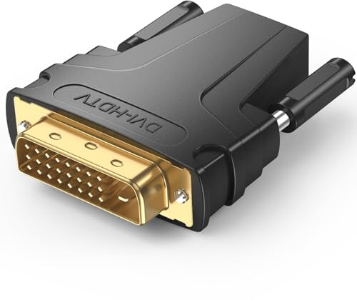 Vancle DVI till HDMI-adapter, dubbelriktad, guldpläterat gränssnitt, stabil ljud- och videoutgång, 1080P 60 Hz DVI till HDMI-adaptrar för datorer, projektorer, TV, PS3, Xbox One etc (svart)