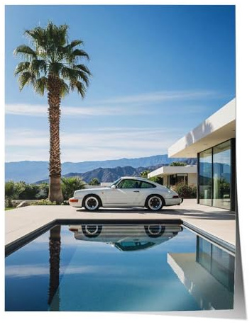 CANVEO Auto Poster | Auto Bilder mit Rahmen | Bild für die Wand | Geschenke für Liebhaber Fans Fahrer Männer | Leinwand Wohnzimmer Büro Werkstatt Garage Autohaus