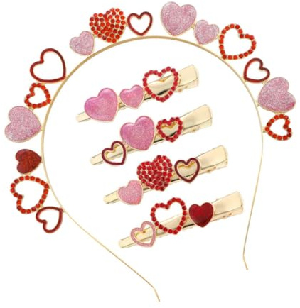 Garneck Romantisches Herz Stirnband und Haarspangen aus Zinklegierung mit Strass Modischer Haarschmuck für Frauen zur Hochzeit und Festlichen Anlässen