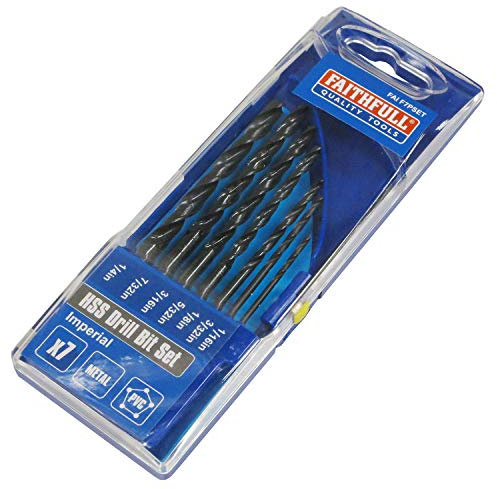 Faithfull FAIF7PSET 7 Piece HSS Imperial Drill Bit Set 1/16 - 1/4in sizes