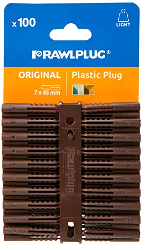 Rawlplug Plastic Plugs (100) Brown - (Screw Sizes 10-14)
