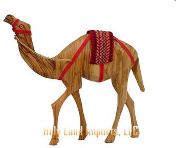 zytoon Olivenholz Camel mit Rot Sattel 7.5h.