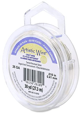 Artistic Wire Silver Plated Tarnish Resistant Colored Copper Craft Wire, 26 Gauge, 30 yd