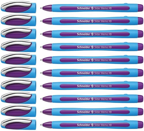 Schneider Slider Memo XB Stylo bille (avec capuchon, Pointe extra large (XB)) Violet, Lot de 10