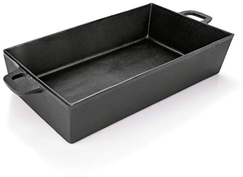 WAS 3531 531 Gusseisen Bräter mit 2 Angegossenen Griffen, 52cm Länge, 31cm Breite, 15cm Höhe