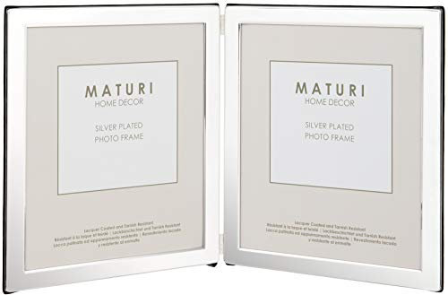 Maturi 10 x 15 cm Double Cadre Photo Portrait, Plaqué Argent