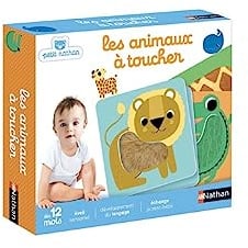 Nathan - Les Animaux à Toucher - Eveil Sensoriel - Jeu Educatif et de Mémoire - Pour Des Moments en Famille - Toucher, Caresser, Manipuler - Pour Bébé dès 12 mois