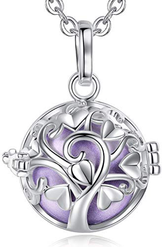EUDORA Harmony Ball Collier Bola de Grossesse Arbre de Vie avec Mexique Maternité Pendentif Musique Carillon Boule pour Enceinte mère bébé Cadeau, chaîne de 76 cm + 114 cm