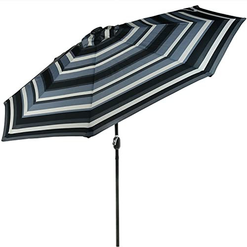 Sunnydaze 9-Foot Outdoor Patio Umbrella with Solar Lights, Catalina Beach