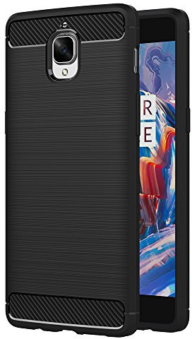 AICEK OnePlus 3T Hülle, Schwarz Silikon Handyhülle für OnePlus 3/OnePlus 3T Schutzhülle Karbon Optik Soft Case