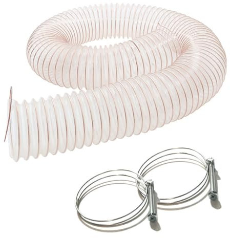 Diamwood Tuyau Aspiration Bois Spirale Acier Cuivré – 10M Ø80mm Ép. 0,4mm – Antistatique Transparent + 2 Colliers de Serrage Inclus | Flexible Atelier Copeaux Poussières Résistant