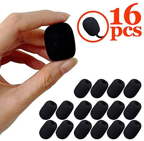 HuLuBB Schaumstoff Mikrofon, 16 Stück Mini-Mikrofon Headset Windschutzscheibe, Schwamm Mini Größe schwarz