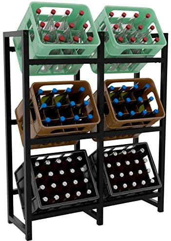 CLP Getränkekistenständer Stack I Platzsparendes Robustes Kistenregal für Getränkekisten I In verschiedenen Größen und Farben erhältlich, Farbe:schwarz, Größe:116x91x31 cm