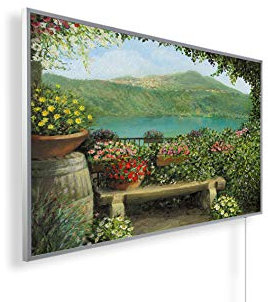Könighaus 600W Infrarotheizung mit Bild in HD Qualität ✓ Energiesparend ✓ 5 Jahre Garantie ✓ Doppelter überhitzungsschutz ✓ Infrarot Wandheizung ✓ Motiv: 240. Terasse am See