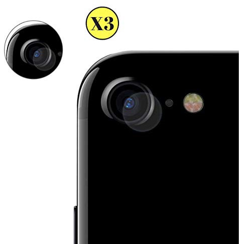 PHONILLICO Protection Caméra Lentille Appareil Photo Arrière pour iPhone 8 / iPhone 7 [Lot de 3] Verre Trempe Film Protection Anti Rayure