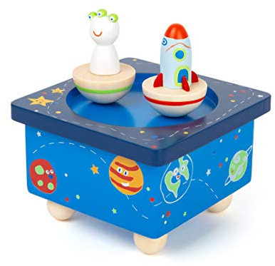 small foot Spieluhr Space aus Holz, mit abnehmbaren Holzfiguren, Einschlafhilfe für Kinder, ab 3 Jahren, 11449