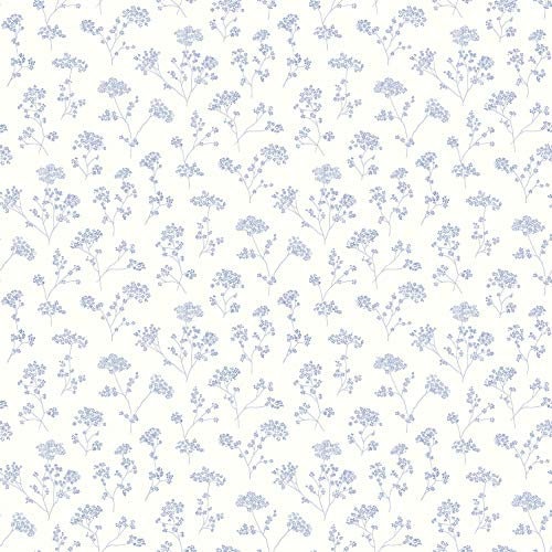 Galerie G67871 Miniatures 2 Cow Parsley Flower Design Wallpaper, Blue/White, 10m x 53cm