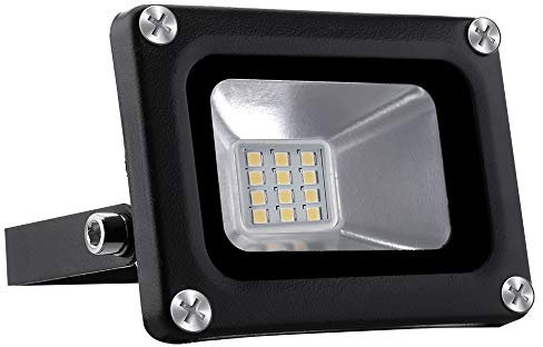 12V Focos LED Exterior Proyector 10W 800lm Floodlight Impermeable IP65 3000K Blanco Cálido Reflector Foco para Jardín, Garaje, Campo Deportivo