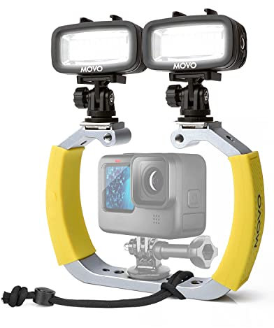 Movo DiveRig3 Diving Rig Bundle with 2 Waterproof LED Lights - Compatible with GoPro HERO3, HERO4, HERO5, HERO6, HERO7, HERO8, and DJI Osmo Action Cam - Scuba Accessories for Underwater Camera