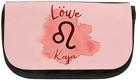 Kosmetiktasche mit Namen Kaja und Sternzeichen-Motiv Löwe | Schminktasche | Viele Vornamen zur Auswahl
