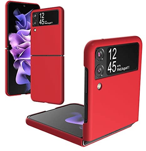Foluu for Samsung Galaxy Z Flip 3 Case, Galaxy Z Flip 3 Slim Phone Case, Premium Thin Full Protection Hard PC with Non-Slip Grip Protective Cover for Samsung Galaxy Z Flip 3 5G 2021 (Red)