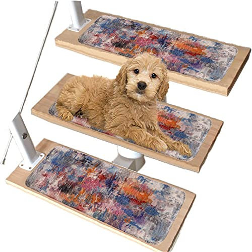 JLCP Stufenmatten Große Größe 70X22cm/27,5 X8,6,Buntes Ölgemälde Treppenstufen Teppich,rutschfeste Moderne Innen Treppenmatten, 2,6PCS
