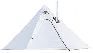 Vilemoon Tipi Heißzelt mit feuerhemmendem Herdwagenheber für Rauchrohre, 3~4 Personen, leicht, Tipi-Zelte für Familienteam Outdoor Rucksackreisen Camping Wandern (weiß)