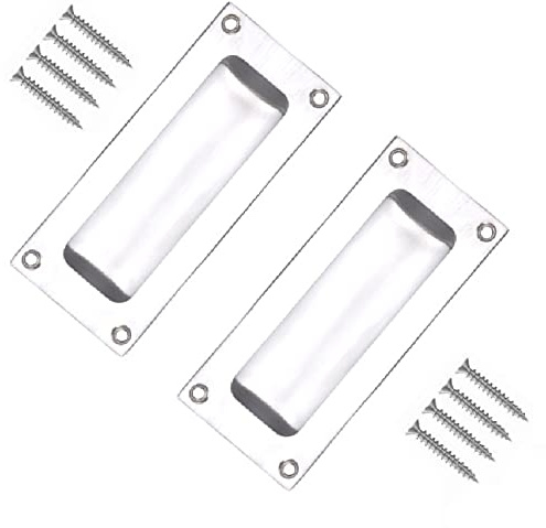 TERF® Traditional Aluminium Flush Pull Door Handle 90mm Sliding Door Flush Pull Handle with Fixing Screw - Pack of 2