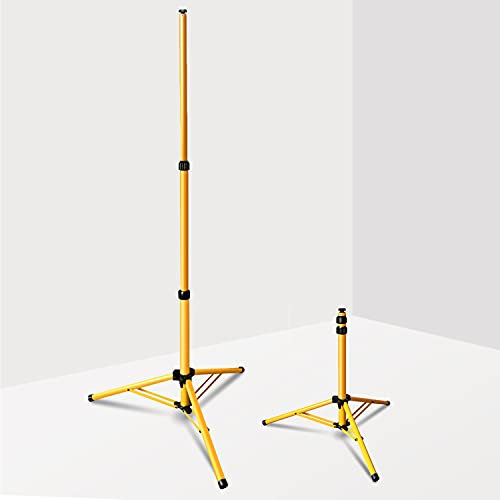 Jiubiaz LED Fluter Stahlstativ, Teleskop Stativ für Baustrahler, Gelb, Stahlstativ Höhenverstellbar von 64 bis zu 158cm, Flutlicht Stativ für innen außen