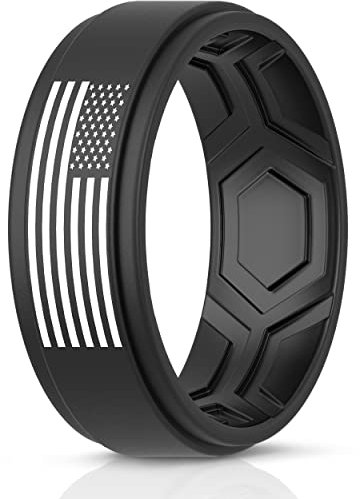 ThunderFit Silikon-Eheringe für Herren, atmungsaktives Luftstrom-Muster, 9 mm breit, 2 mm dick, 15.5 - 16 (23.47mm), Silikon, Kein Edelstein