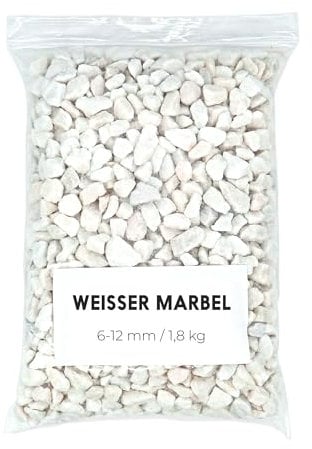 Landare Kies Weib 1,8Kg - Dekosteine - Zierkies - Dekosteine für Vasen - Dekosteine Weiß - Kieselsteine - Deko Steine Kleine - Ziersteine - Zierkies Bunt - Steine Garten (9-12 mm) (Weiß)