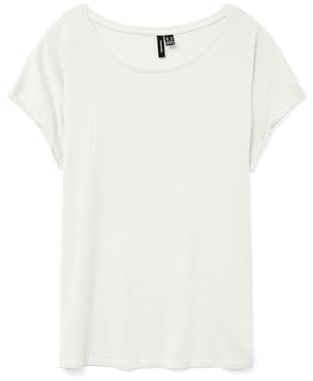 VERO MODA Damen Einfarbiges Stretch T-Shirt Basic Rundhals Top Oberteil Tief Angesetzte Schultern VMAVA
