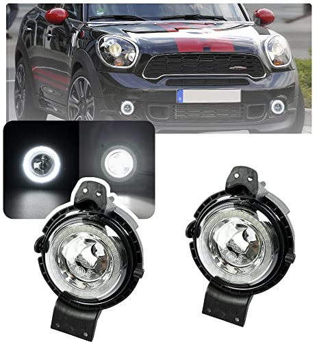 Nslumo LED DRL Tagfahrlicht, Nebelscheinwerfer für Mini Cooper R60 R61 R56 R57 R55 R58 R59 LED Frontstoßstange Lauflicht Halo Ring DLRs 2 STÜCKE DRL E4 Zugelassen mit Halterungen