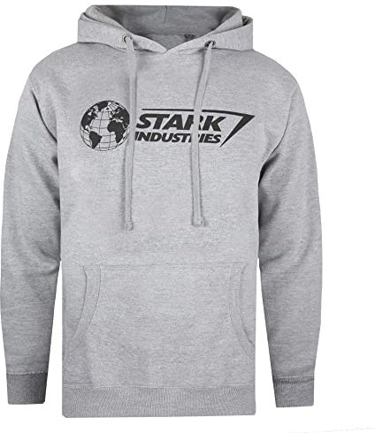Cotton Soul Marvel Stark Industries Iron Man Mens Hoodie, Heather Grey, LRG