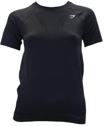 GYMSHARK Womens Energy+ Seamless Short Sleeve T-Shirt, Black, X-Small