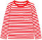 Boys Girl T-Shirts Long Sleeve Striped Crew Neckline Kid Patchwork Tee Shirt Cotton, Red White Narrow, 11-12 Years
