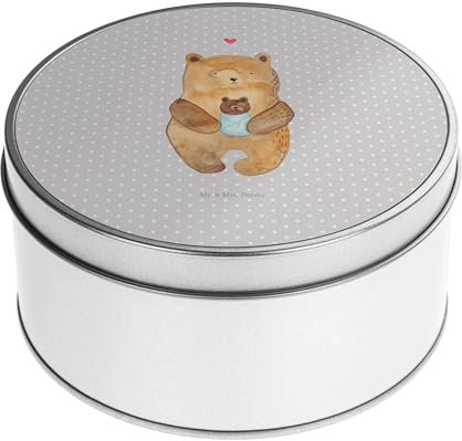 Mr. & Mrs. Panda Blechdose rund Bär Baby - Geschenk, Aufbewahrungsbox, Vorratsdosen, Taufe, Geschenkbox, Vorratsdose, Metallkiste mit Deckel, Mutter,