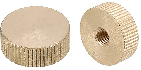 QUARKZMAN Rändelmuttern 4pcs M6 x D20mm x H7mm Messing Sacklochverriegelung | Rändelmutter Flachkopf Einstellmuttern für 3D Druckerteile