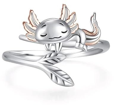 Axolotl Ring für Frauen Hypoallergen 925 Sterling silber süßes mexikanisches Tier verstellbarer offener Ring Axolotl Schmuck Geschenke