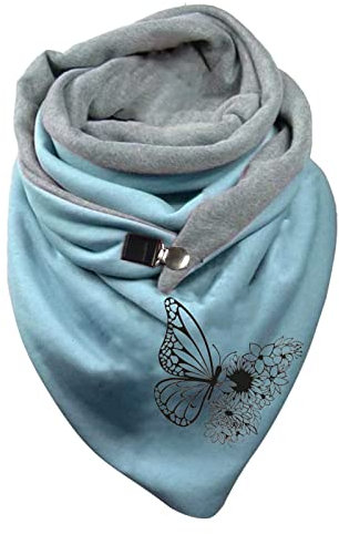 Damen Schal Baumwolle Dreieckstuch Große Rundschal Frauen Winterschal Herbstschal Poncho Lauschig Strickschal Einfarbig Wrap Schal Leichtes Tücher Strickmütze (Blue, One Size)