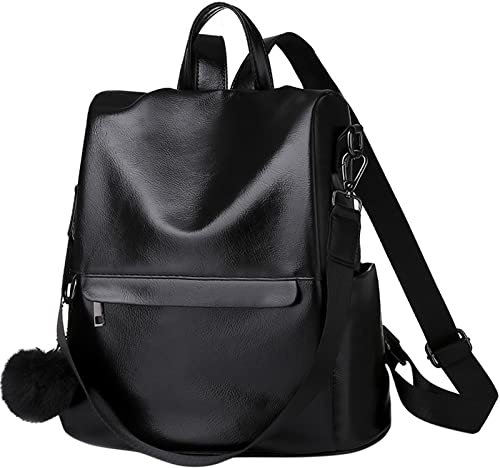 Damen Casual Fashion Rucksack Verstellbarer Schultergurt Einfarbig Messenger Bags Rucksack Laptop Rucksäcke Wasserdicht (new4-Black, One Size)