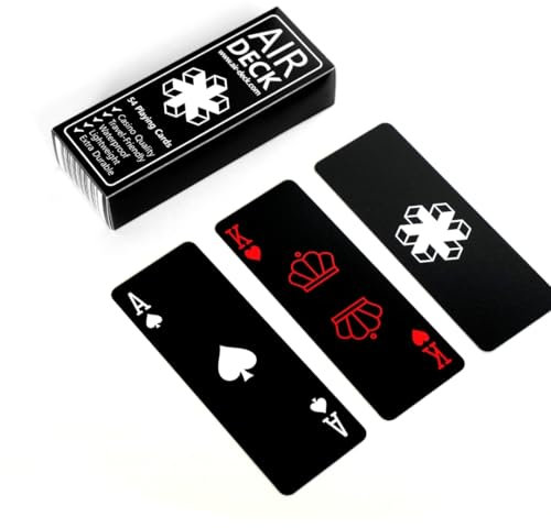 Air Deck - Leichte und kompakte Spielkarten für die Reise - 54 Karten, Kartenspiel Urlaub, Kartendeck (Minimal Black)