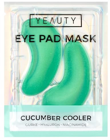 YEAUTY Cucumber Cooler Eye Pad Mask | Pflegeserum aus Gurkenextrakt, Hyaluron, Niacinamiden | kühlen und glätten die Haut | feuchtigkeitsspendend
